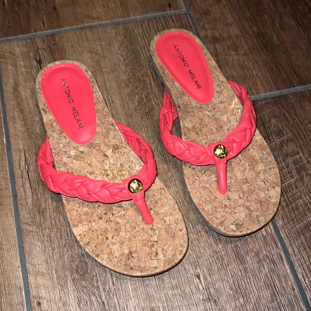 Antonio Melani Braided Cork Thong Sandals Size 6.5